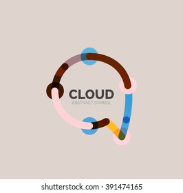 Flat linear design speech cloud logo. Talk bubble, modern geometric industrial thin line icon. Vector