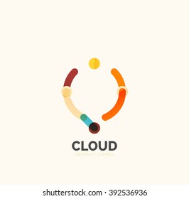 Flat linear design speech cloud logo. Talk bubble, modern geometric industrial thin line icon. Vector