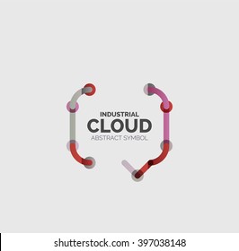 Flat linear design speech cloud logo. Talk bubble, modern geometric industrial thin line icon. Vector