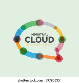 Logotipo de nuvem de fala de design linear plano. Fale bolha, moderno ícone da linha fina industrial geométrica. Vetor