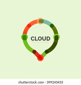 Flat linear design speech cloud logo. Talk bubble, modern geometric industrial thin line icon. Vector