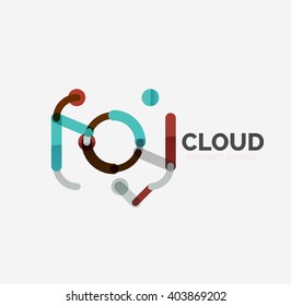 Flat linear design speech cloud logo. Talk bubble, modern geometric industrial thin line icon. Vector