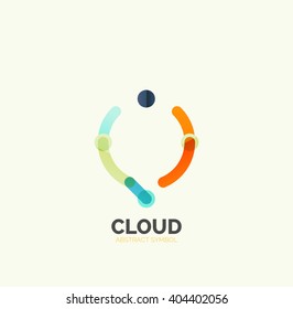 Flat linear design speech cloud logo. Talk bubble, modern geometric industrial thin line icon. Vector