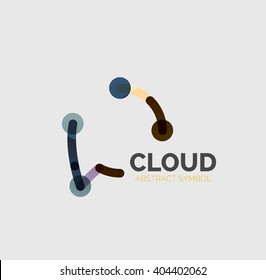 Flat linear design speech cloud logo. Talk bubble, modern geometric industrial thin line icon. Vector