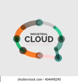 Flat linear design speech cloud logo. Talk bubble, modern geometric industrial thin line icon. Vector