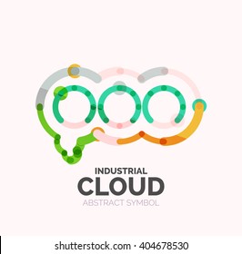 Flat linear design speech cloud logo. Talk bubble, modern geometric industrial thin line icon. Vector