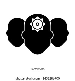 Flat linear design. Teamwork icon for mobile applications, web sites and public use. Team with a leader in the center. Vector illustration.