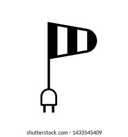 Flat linear design.Flat icon denoting the use of wind energy. Vector illustration. Modern technologies. Wind power. The energy of air masses.