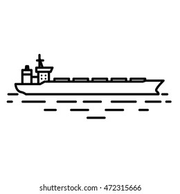 Flat linear dry cargo or bulk carrier ship illustration svg