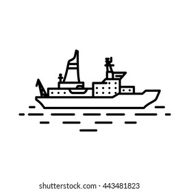 Flat Linear Ice Breaker Ship Illustration