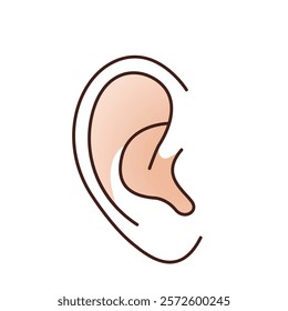 Flat linear icon of human ear. Vector illustration on white background