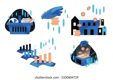 	
Flat linear illustrations and icons of Investing set concept. Vector banner, icon, illustration. Save Investment. Strategy and return on investment. Isolated on white background.