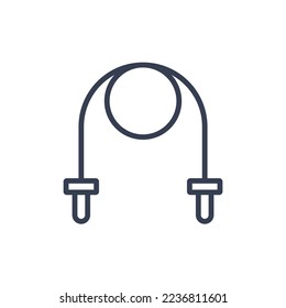 Flat linear jump rope on white background. Equipment for jumping, fitness and sport concept vector icon design.