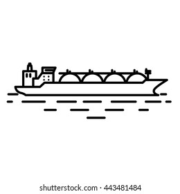 Flat Linear Liquefied Natural Gas Or LNG Tanker Ship Illustration