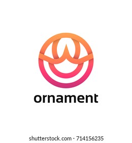 Flat linear logo circle icon abstract sign vector design.