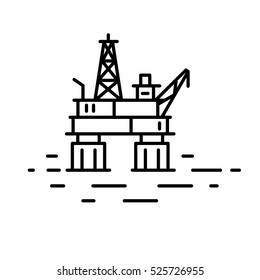 Flat Linear Oil Or Gas Rig  (offshore Platform) Illustration