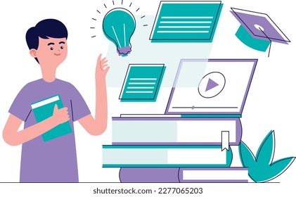 página de inicio de aprendizaje lineal en línea plana
