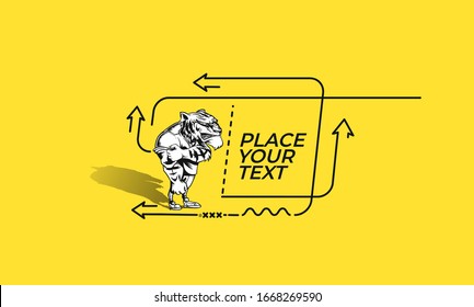 Flat linear Powerful strong lion animal sports banner, scroll,  sticker, badge, price tag, poster.