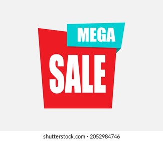 Flat linear promotion badge and banner popup mega sale, scroll, price tag, sticker, ribbon, embem, poster. EPS Vector illustration.