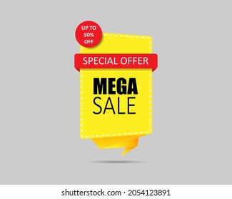 Flat linear promotion badge and banner megasel popup, scroll, price tag, sticker, ribbon, embem, poster. EPS Vector illustration.