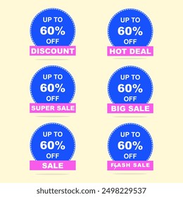 Flat linear promotion badge and banner popup welcome, scroll, price tag, sticker, ribbon, embem, poster. EPS Vector illustration