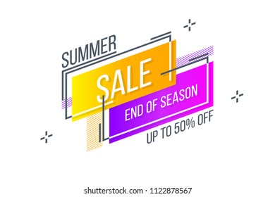 Flat linear promotion banner, abstract design, badge, poster. Vector illustration. Swatch color control