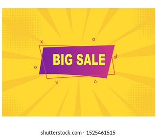 Flat linear promotion banner big sale with a yellow background