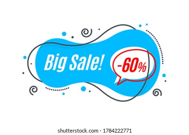 Flat linear promotion banner shape, price tag, sticker, badge. Vector illustration