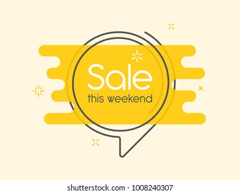 Flat linear promotion banner, speech bubble, price tag, sticker, badge. Vector illustration