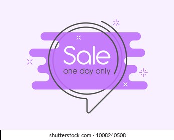 Flat linear promotion banner, speech bubble, price tag, sticker, badge. Vector illustration