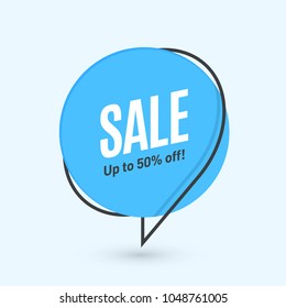 Flat linear promotion banner, speech bubble, price tag, sticker, badge. Vector illustration