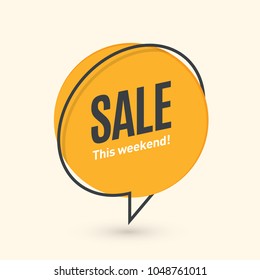 Flat linear promotion banner, speech bubble, price tag, sticker, badge. Vector illustration
