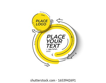 Flat linear promotion geometric shapes banner, scroll,  sticker, badge, price tag, poster.