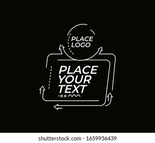 Flat linear promotion geometric shapes banner, scroll,  sticker, badge, price tag, poster.