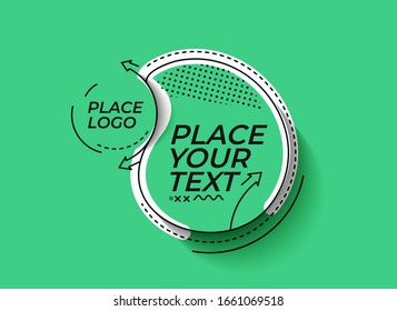 Flat linear promotion geometric shapes banner, scroll,  sticker, badge, price tag, poster.