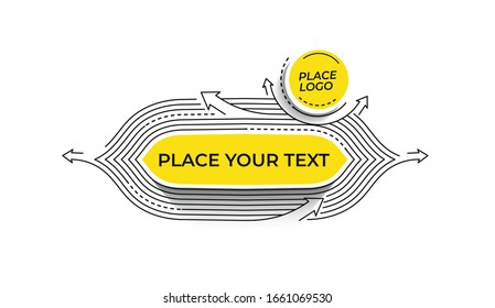 Flat linear promotion geometric shapes banner, scroll,  sticker, badge, price tag, poster.