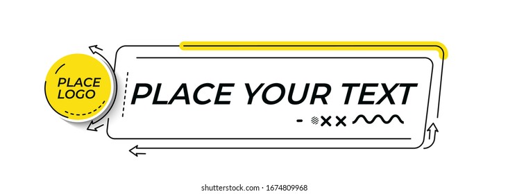 Flat linear promotion geometric shapes banner, scroll,  sticker, badge, price tag, poster.