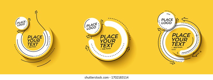 Flat linear promotion geometric shapes banner, scroll,  sticker, badge, price tag, poster.