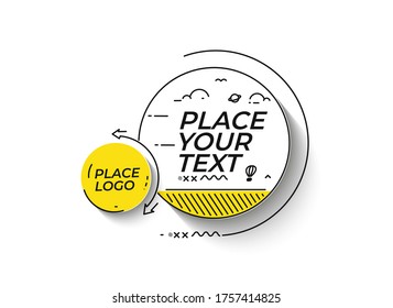 Flat linear promotion geometric shapes banner, scroll,  sticker, badge, price tag, poster.