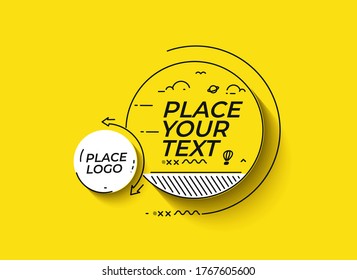 Flat linear promotion geometric shapes banner, scroll,  sticker, badge, price tag, poster.