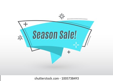 Flat linear promotion ribbon banner, scroll, price tag, sticker, badge, poster. Vector illustration