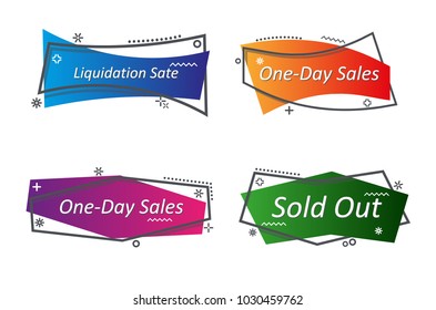 Banner lineal plano de promoción, desplazamiento, etiqueta de precio, pegatina, placa, afiche. Ilustración del vector