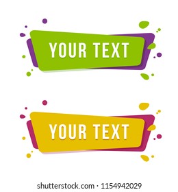 Flat linear promotion ribbon banner. Set of the stickers for a text. Vector illustration.