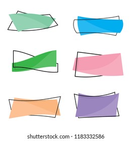 Flat linear promotion ribbon banner, price tag sticker, poster. Vector illustration