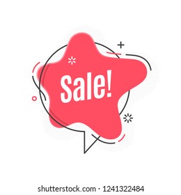 Flat linear promotion ribbon banner, scroll, price tag, sticker, badge, poster. Vector illustration