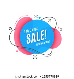 Flat linear promotion ribbon banner, scroll, price tag, sticker, badge, poster. Vector illustration