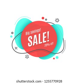 Flat linear promotion ribbon banner, scroll, price tag, sticker, badge, poster. Vector illustration