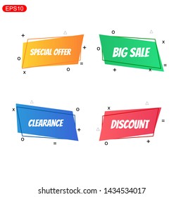 	
Flat linear promotion ribbon banner, scroll, price tag, sticker, badge, poster. Vector illustration