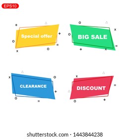 	
Flat linear promotion ribbon banner, scroll, price tag, sticker, badge, poster. Vector illustration
