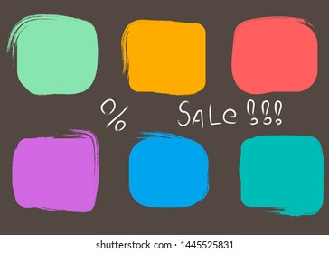 Flat linear promotion ribbon banner, scroll, sticker, badge, poster.